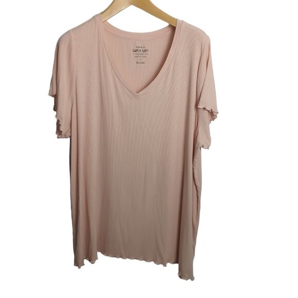 Torrid  Super Soft Rib Short Sleeve Lettuce Hem Lounge Tee - Picture 4 of 7